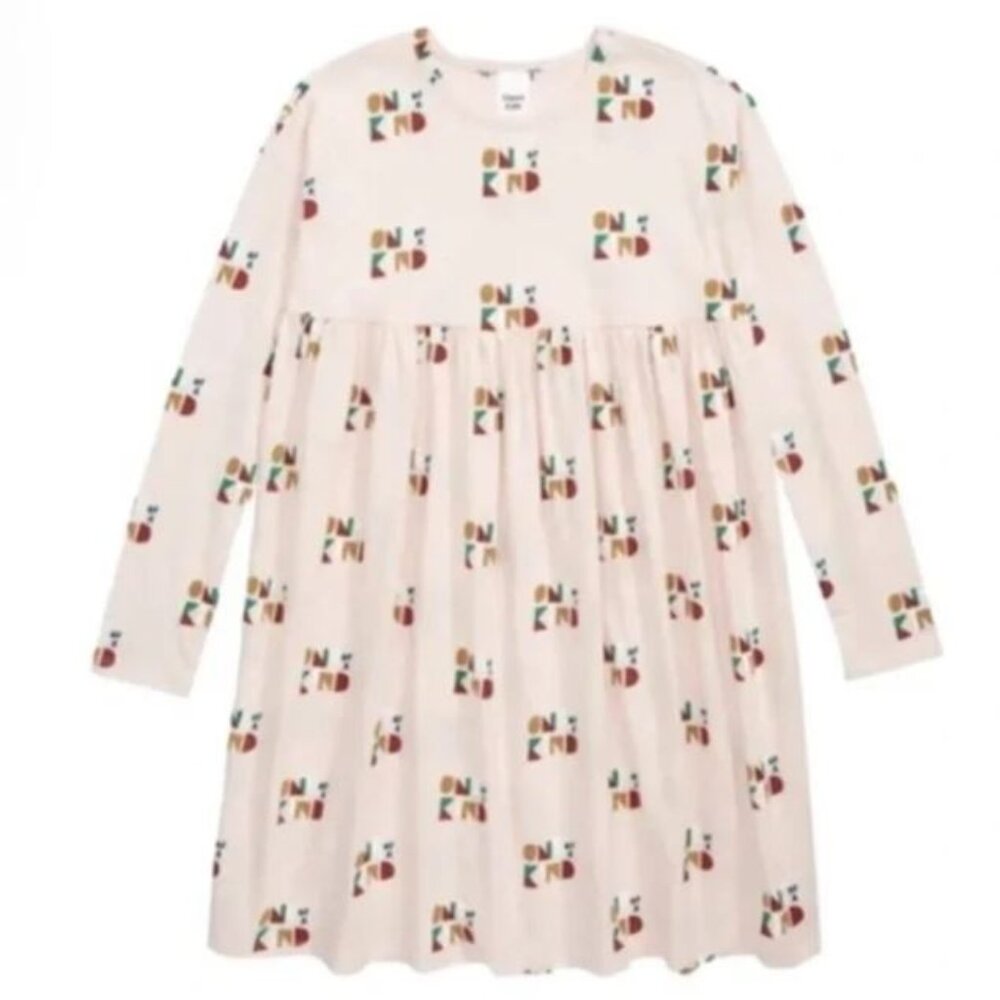 Open Edit Kids Bold Long Sleeve Dress Pink Dogwood One of a Kind Cotton 7 NWT